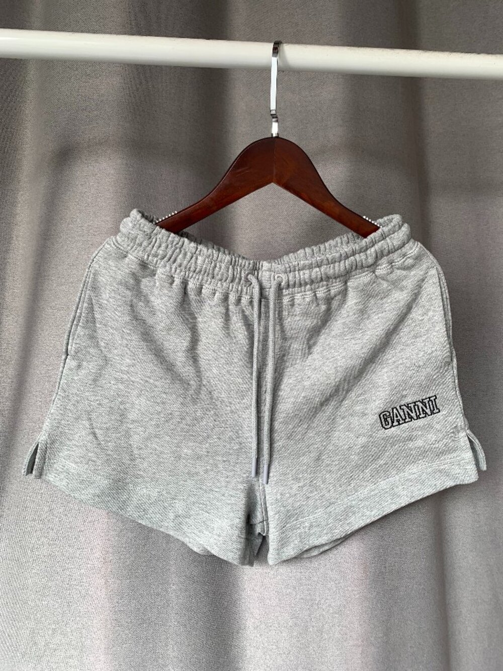 GANNI Gray Embroidered Logo Sweat Shorts NWT